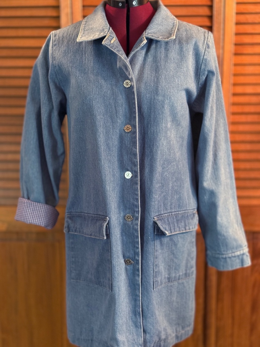 Denim & Co. Heavy Denim Jacket Vintage Med. Wash Pockets Lined 100% Cotton M - Picture 2 of 11